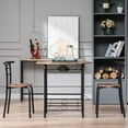 thumbnail image 2 of Seizeen Dining Set 3 Pieces, Wood Top Table & Chair 2 Seats With Metal Frame, Bistro Pub Tables & Sets With Storage Rack, Small Dining Table Sets For Home Kitchen Dining Room, Brown, 2 of 10
