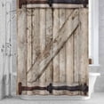 thumbnail image 3 of Barn Door Shower Curtain for Bathroom Decor, Retro Countryside Farmhouse Door Beige Wooden Board Waterproof Fabric Shower Curtain, 72"x72" Set with 12 Hooks, 3 of 9