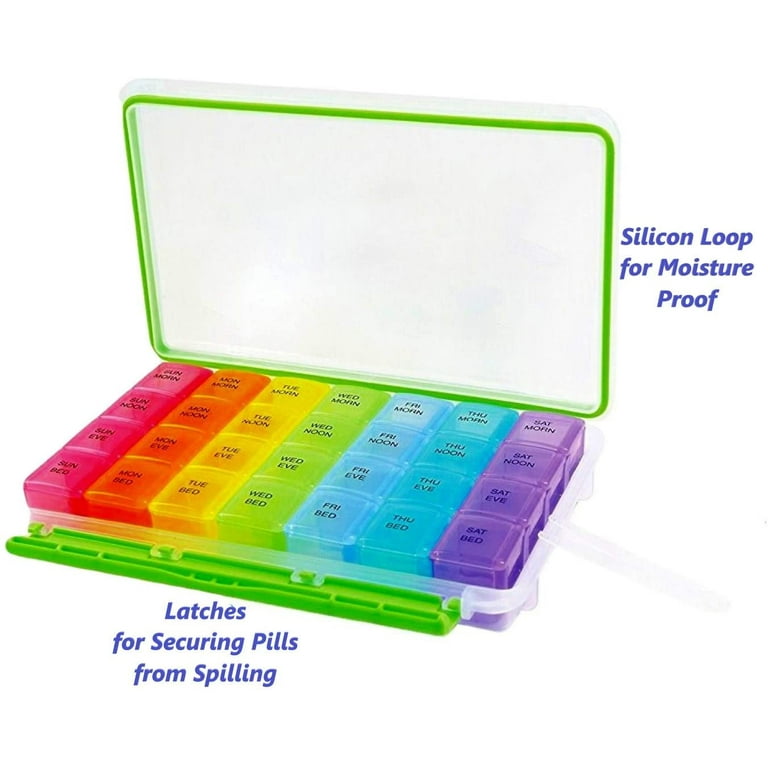 Portable Weekly 7-Day Pill Organizer, Travel Medicine Box for Pills/Vi –