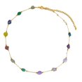 thumbnail image 5 of Natural Mixed Stone Chip & Stainless Steel Handmade Link Chain Becklaces for Women Golden Colorful 14.17 inch(36cm), 5 of 5
