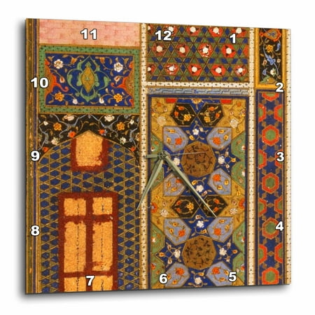 3dRose Arabian style multicolor abstract pattern colorful Turkish Moroccan Islamic Islam Muslim vintage art, Wall Clock, 15 by 15-inch