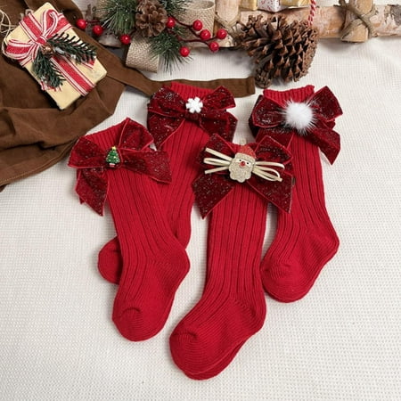 

BULLPIANO Baby Ruffle Socks/Baby Socks with Grip/Baby Girl Boy Cotton Baby Christmas Socks Anti-slip 0-6Y Warm Floor Sock(4pairs)