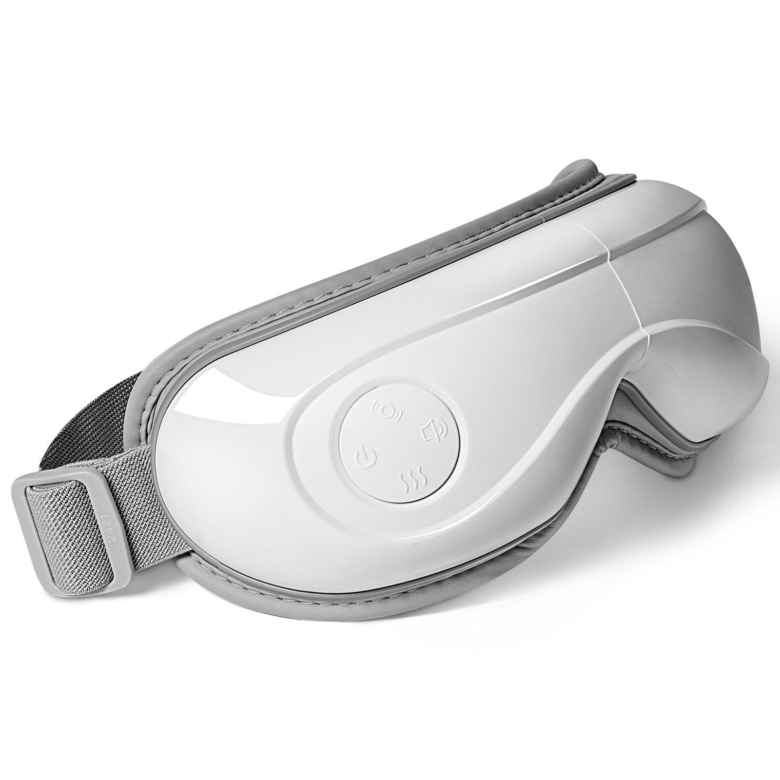 Heated Eye Massager Mask with Bluetooth Music 5 Modes Foldable 180 Degrees for Migraine Eye Strain Dark Circles Gift for Men Women White