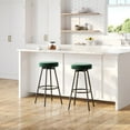 thumbnail image 3 of Walker Edison Set of 2 Modern Glam Bar-Height Swiveling Velvet Barstools, Emerald, 3 of 15