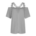 thumbnail image 5 of Summer Women Shirt Fashion Trendy V-neck Pullover Short-sleeved Top Solid Color Casual T-shirt, 5 of 6
