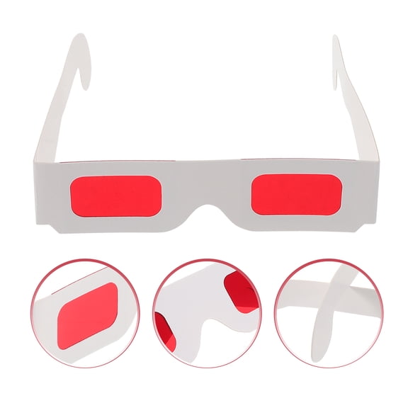 DINHEAROM 50Pcs Red Frame 3D Glasses Multi Colored Round Paper For Enhanced Viewing Experience At Display