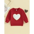 thumbnail image 2 of Bslissey Toddler Baby Boy Girl Valentine's Day Sweatshirt 6M 12M 18M 24M 3T Long Sleeve Heart Pattern Hoodie Infant Crew Neck Loose Pullovers Spring Fall Daily Tops, 2 of 8