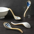 Ceramics Long Handle Soup Spoons for Pho Ramen Noodles Wonton Rice