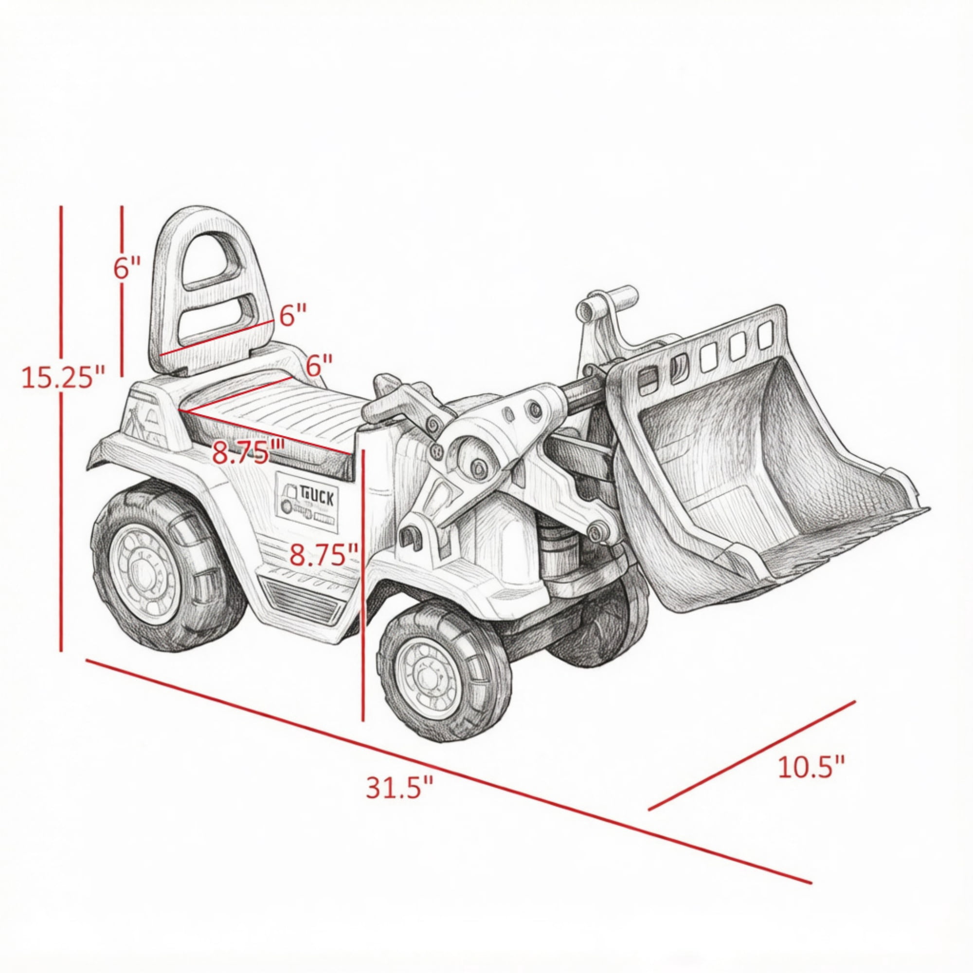 Kids Bulldozer Ride On with Flexible Arms and Horn for Ages 3+