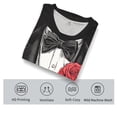 thumbnail image 4 of GHUALURU Men's Funny Tuxedo Graphic T-Shirt with Rose, Black Formal Suit Print Novelty Tee for Wedding Party Prom Costume，Black6，XL, 4 of 6