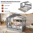 thumbnail image 5 of MIKIBAMA Kids Twin House Bed Frame with Drawers and Shelves, Gray Wood Platform Bed, 5 of 8