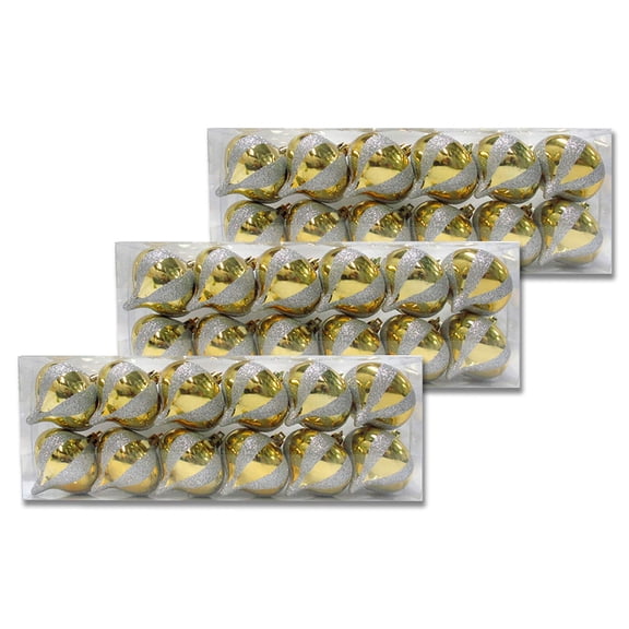 36 Pack Gold Onion Ornament with Glitter Stripes