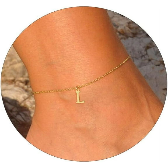 Ankle Bracelets for Women 14k Gold Plated Waterproof Letter Dainty Initial Anklets for Women Adjustable Size Jewelry Gifts for Women