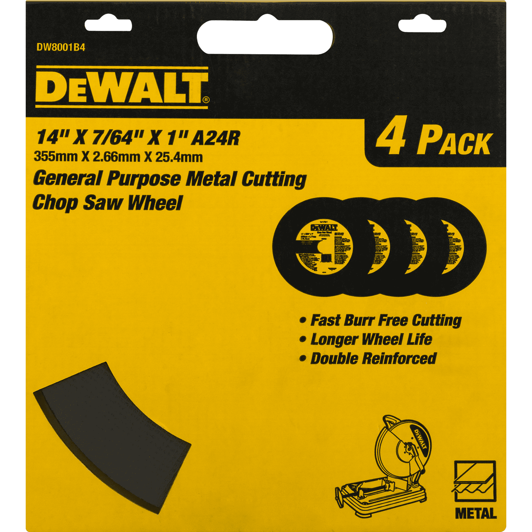 DEWALT DW8001B4 Lot de 4 roues de scie à chasser, très résistantes, 35,6 cm x 2,5 cm