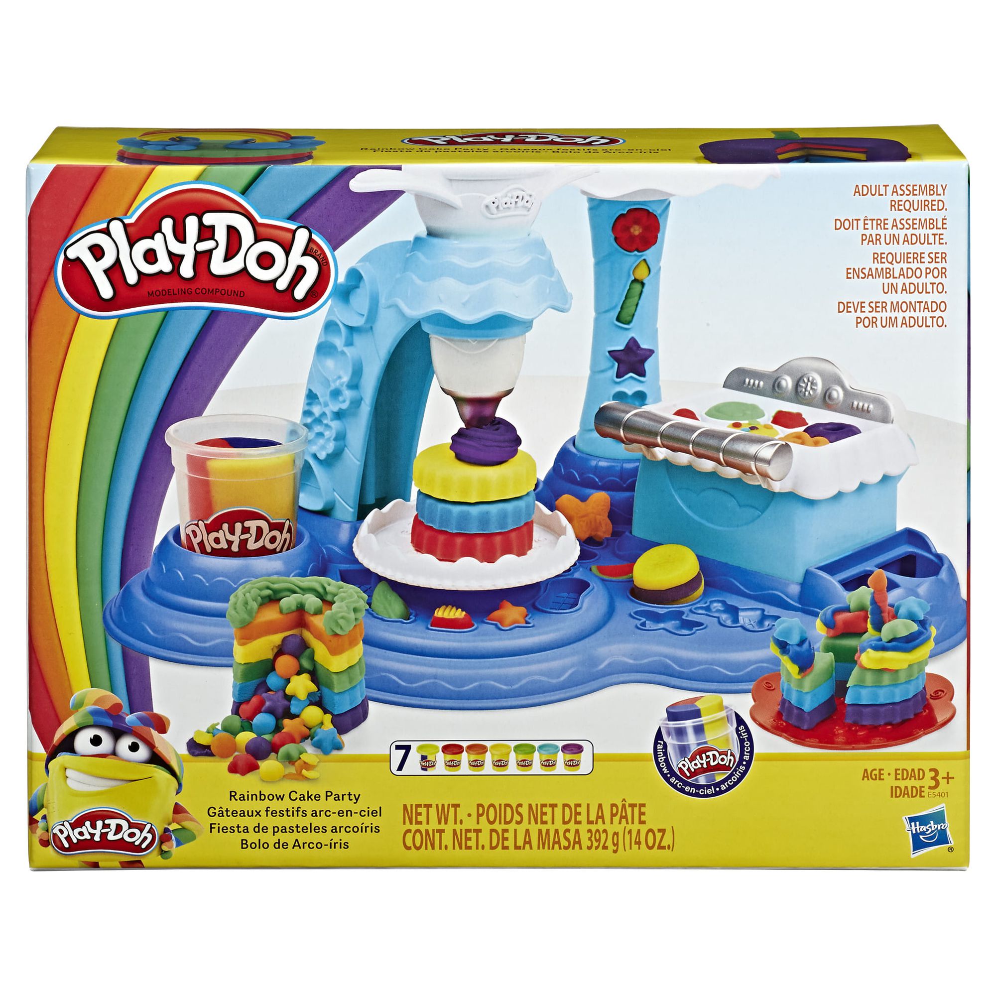 Play-Doh Rainbow Cake Set, 7 Cans of 3-in-1 (14 Ounces Total) - image 2 of 12