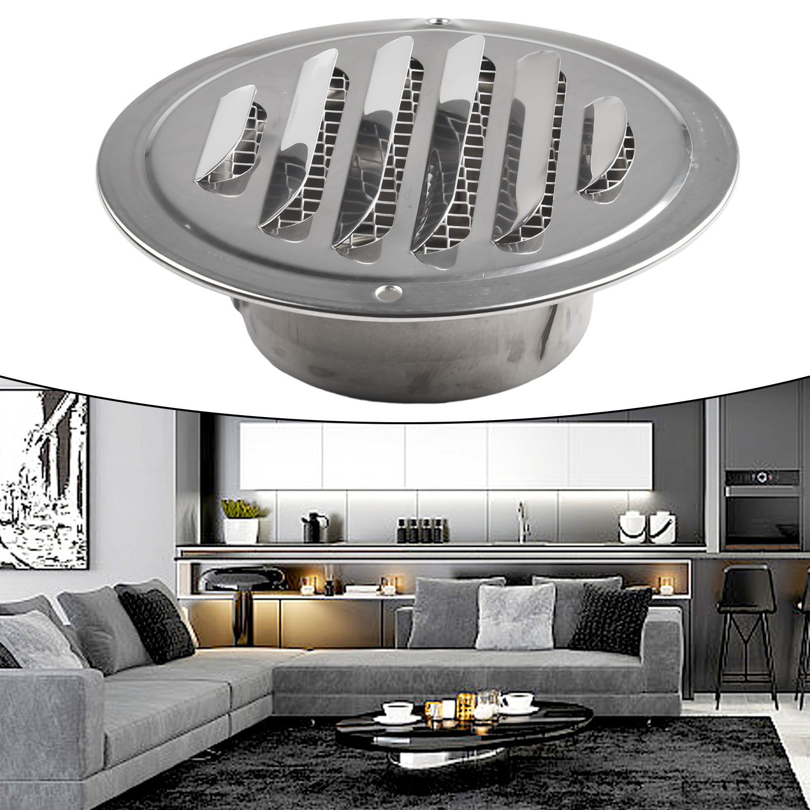 1Pc Round Stainless Steel Air Vent Grille Insect Protection Exterior Wall Ducting Ventilation Tools 70-300Mm Exhaust Hoods Vents