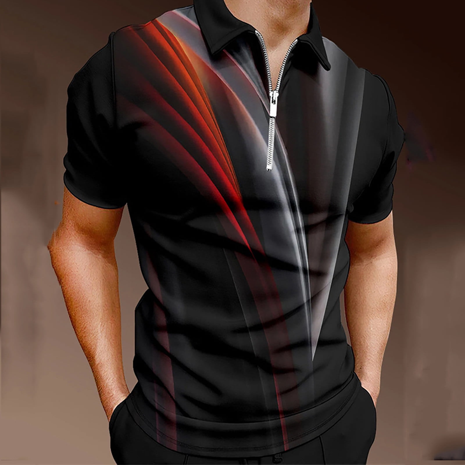lcziwo Men s Quarter Zip Golf Shirts Mens 1 4 Zip Shirts Short Sleeve Banded Collar Classic Golf Shirt Color Block Muscle Slim Fit T Shirts Multicolor S Walmart