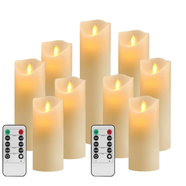 YIWER Flameless Candles Set of 9 Battery Candles Flicking Lights Ivory Real Wax Electric Pillar Candles Realistic Dancing LED Flames and 10-Key Remote Control with 24-Hour Timer Function 400  Hours