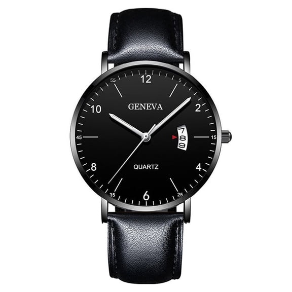 DESIGNICE Mens Watch Leather Watch Quartz Watch Classic Numeral Watch for Business Casual Hands Wrist Watches S