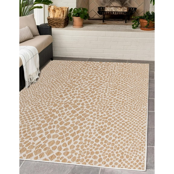 Rugs.com Jill Zarin Outdoor Collection Rug – 4' x 6' Dark Beige Flatweave Rug Perfect For Entryways, Kitchens, Breakfast Nooks, Accent Pieces