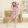 thumbnail image 3 of FORMRS Niños Bathrobe Unisex Hooded Robe Soft Plush Pajamas Sleepwear, Size 2-3T, Pink Floral, 3 of 7