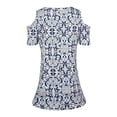 thumbnail image 5 of DYMADE Women Off Shoulder Short Sleeve Round Neck Printed Casual Top T-shirt, 5 of 5
