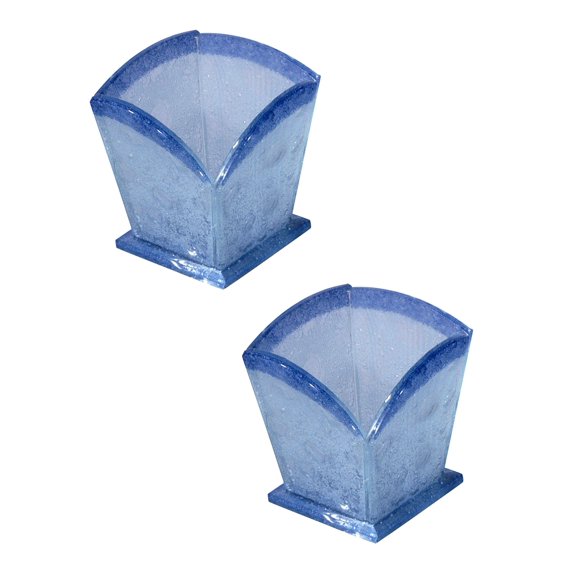 Dale Tiffany Bubble Fused Glass Candle Votive Set, 2-Piece, Blue
