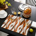 thumbnail image 3 of Burnt Orange White Moire Placemats Set of 4, Modern Abstract Art Placemats for Dining Table, Place Mats for Kitchen Tabletop, Waterproof Wipeable Dining Table Mats Set, 3 of 9