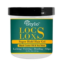 Stylo Locs Black Castor Oil & Sea Moss Gel - Super Hold Frizz Control Hair Gel for Unisex (16oz)
