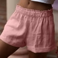 thumbnail image 6 of YUGYXL Cotton Linen Shorts for Women Stretch Waist Lightweight Short Pants with Pockets Summer Lounge Shorts Pink XXXL, 6 of 8