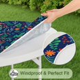 thumbnail image 4 of Floral Design Elastic Round Tablecloth, Durable Polyester for Dining Table, Reusable and Water-Resistant, Fits 44-52 Inch Tabletop, 4 of 5