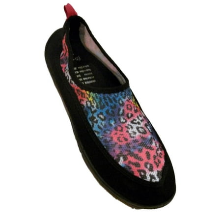 

Womens Pink & Blue Leopard Print Aqua Socks Water & Beach Shoes XL (11-12)