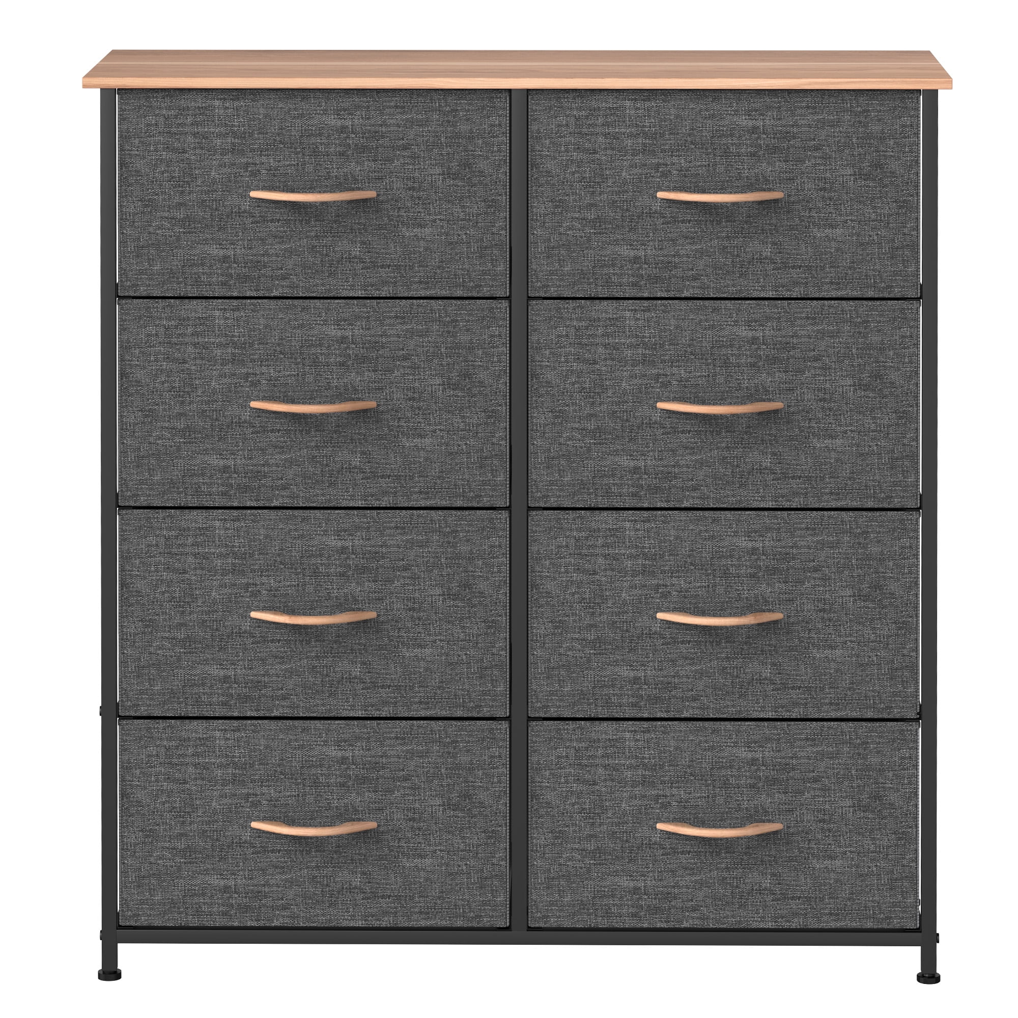 Dextrus 8-Drawer Dresser Chest with Storage Shelf Organizer, Gray