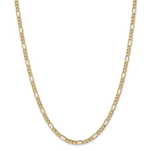 14k Yellow Gold 24in 4.4mm Solid Lightweight Figaro Necklace Chain by Jewelrypot