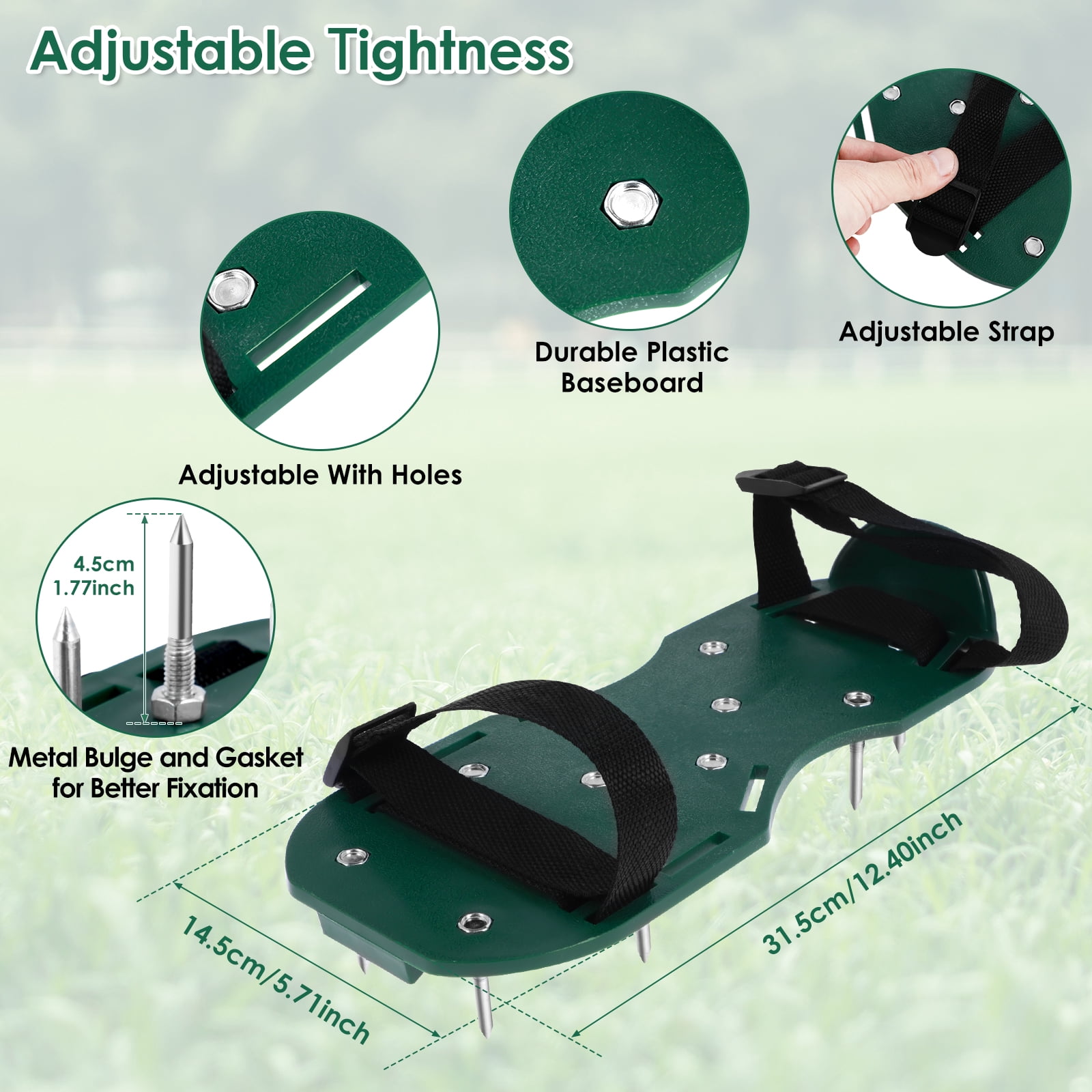 TMWEFUSC Lawn Aerator Shoes, Manual Lawn Aerator with Spike Adjustable Spiked, Aerating Sandals Reusable Plastic Lawn Aerator Sandals Lawn Equipment Tool, for Yard Patio Garden Lawn