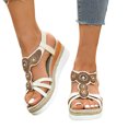 thumbnail image 4 of IUJSOY Boho Espadrilles for Women Open Toe Wedge Sandals Rhinestone Beaded Slingback Sandals, 4 of 8