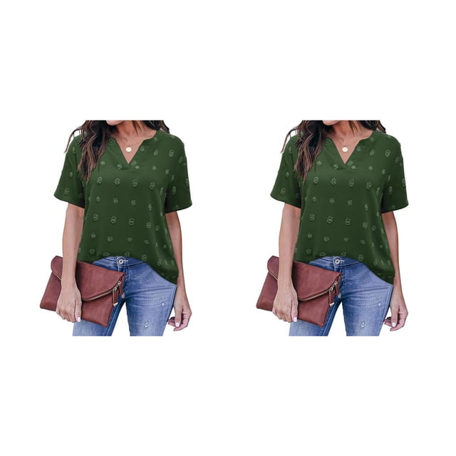 Blusa Qarigey Mujer Cuello en V Manga Corta Holgada Floral S M L XL XXL