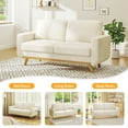 thumbnail image 6 of Neche 68" Corduroy Sofa for Living Room, 2 Seater Cream Couch for Small Space Office, Comfy Loveseat in a Box, Beige, 6 of 8