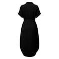 thumbnail image 5 of Admvng Womens Belted Shirt Dress Solid Collared Short Sleeve Side Slits Casual Comfy Dresses, 5 of 9