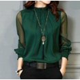 thumbnail image 3 of New  Large  Lace Chiffon Spring and Summer Women‘s Mesh Ruffled Long Sleeve Base Shirt for Stylish Ladies tzw, 3 of 6