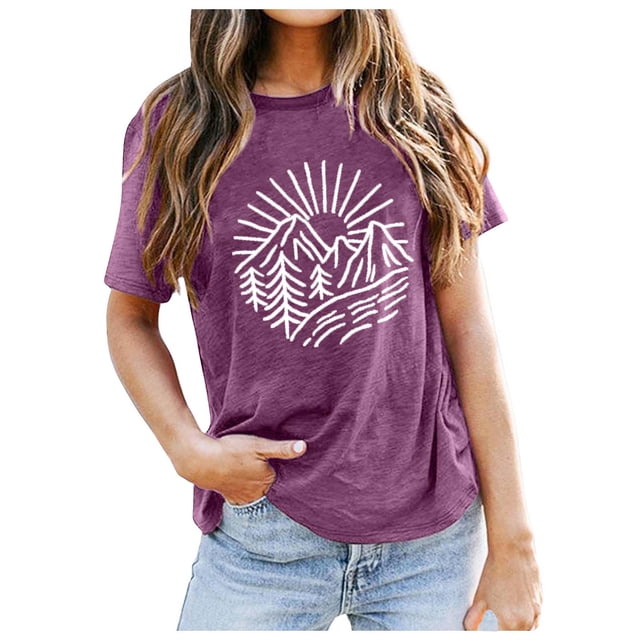 WEAIXIMIUNG T-Shirt à Manches Courtes Col Rond Imprimé Couleur Unie Mode Décontractée pour Femmes pour la Saint-Valentin