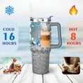 thumbnail image 4 of 40oz Fashion Leopard Pattern Stainless Steel Flip Straw Tumbler Spill Proof Travel Cup Double Wall Vacuum Insulated Coffee Mug with Top Handle, 4 of 6