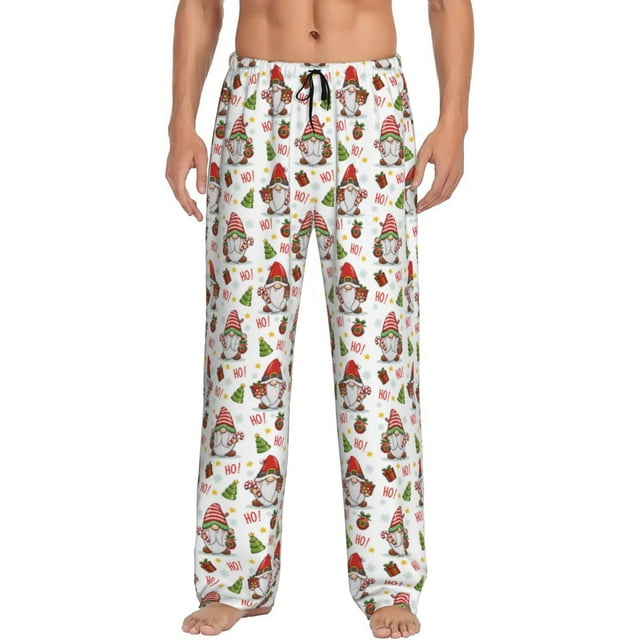 Kdxio Merry Christmas Santa Pattern Men's Pajama Pants, Elastic Waist with Drawstring and Pockets, Comfortable Loungewear-Small