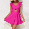 thumbnail image 4 of Brilliant Swimsuit Women Tankini Tops Only Swim Shorts Women's Swimsuit Ruffle Cutout Swimdress V Neck Wrap Swimwear Pink L, 4 of 9