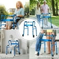 thumbnail image 4 of Gymax Heavy-Duty Folding 3 in 1 Stand-Assist Walker Aluminum Alloy W/ Wheel Blue, 4 of 9