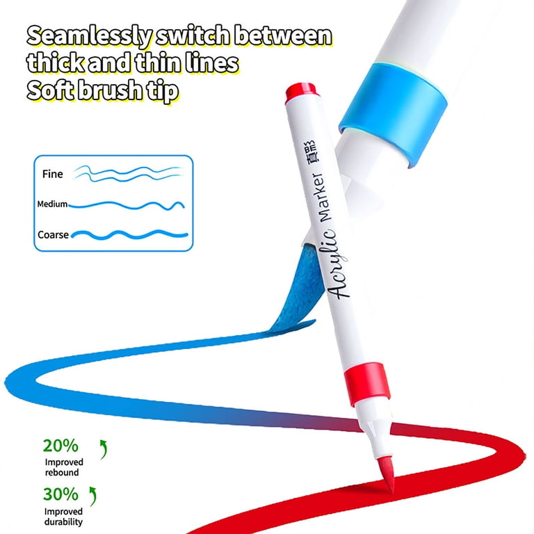 Truecolor Acrylic Markers, Soft Tip Paint Pens with Handled Bucket