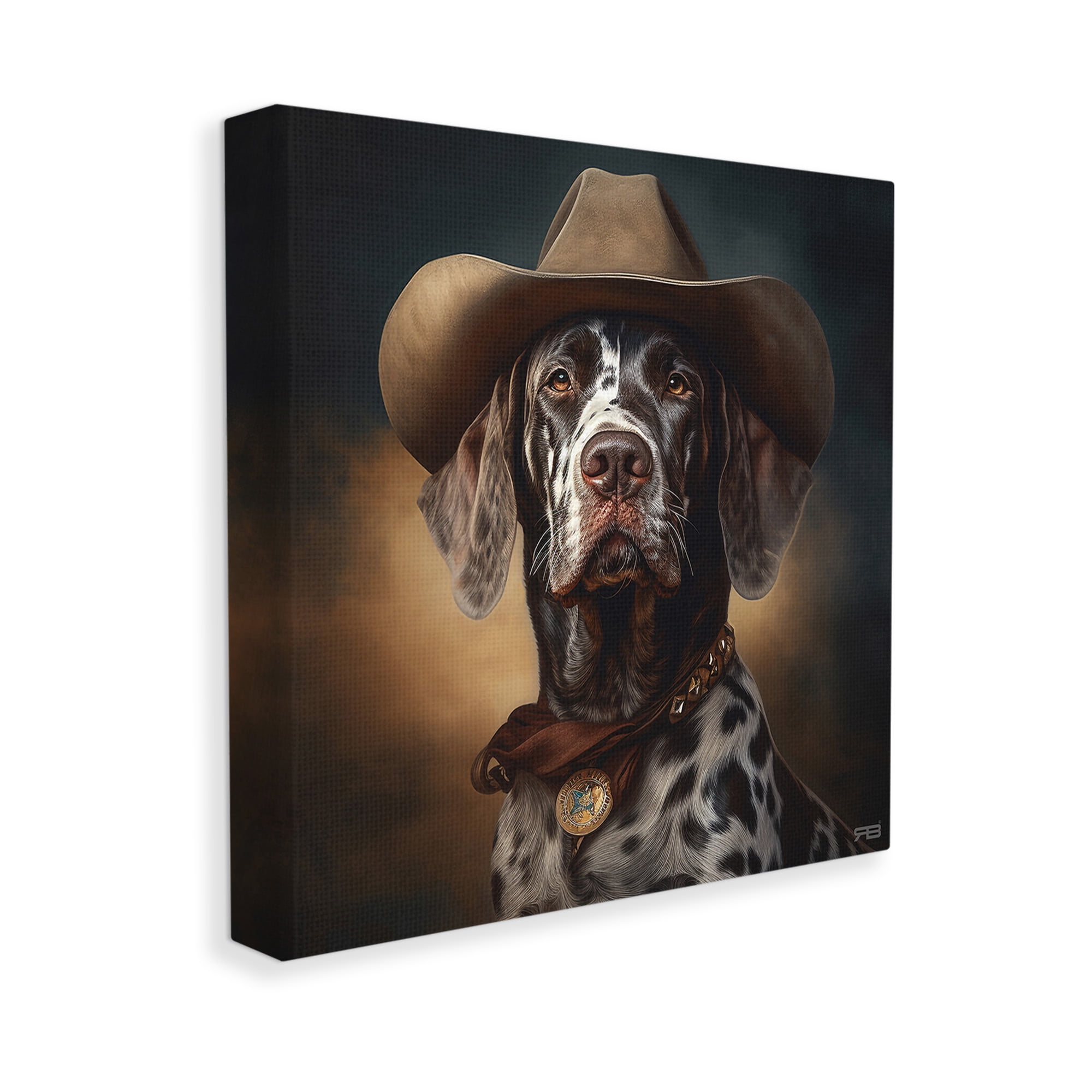 Stupell Industries Cowboy Dalmatian Portrait Animals & Insects Painting Gallery Wrapped Canvas Art Print Wall Art, 30 x 30