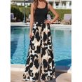 thumbnail image 5 of Jumpsuits for Women Summer One-Piece Sleeveless Boho Floral Wide Leg Romper Vacation Outfits Black Rice Print XL, 5 of 9