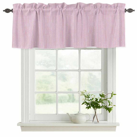 2 Pack Valances for Windows 42 x 18 Inch, Solid Color Decorative Kitchen Curtain Valance, Modern Bohemia Linen Texture Pink Purple Rod Pocket Short Curtains Window Treatment for Bathroom/Cafe