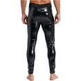 thumbnail image 6 of Eandarui Men's Faux Leather Compression Bottoms Leggings Long Trousers Skinny Yoga Pants Clubwear Black XL, 6 of 6